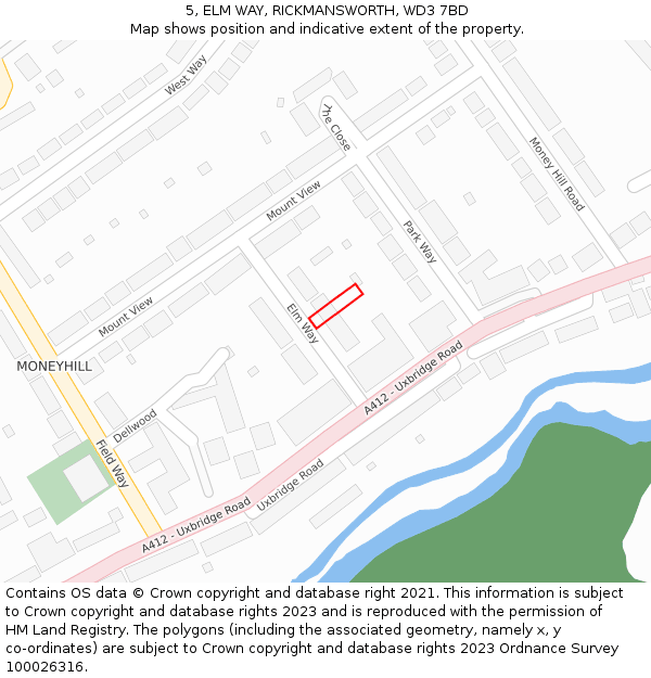 5, ELM WAY, RICKMANSWORTH, WD3 7BD: Location map and indicative extent of plot