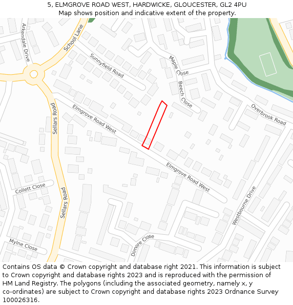 5, ELMGROVE ROAD WEST, HARDWICKE, GLOUCESTER, GL2 4PU: Location map and indicative extent of plot
