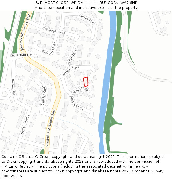 5, ELMORE CLOSE, WINDMILL HILL, RUNCORN, WA7 6NP: Location map and indicative extent of plot