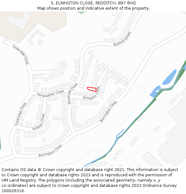 5, ELRINGTON CLOSE, REDDITCH, B97 6HQ: Location map and indicative extent of plot