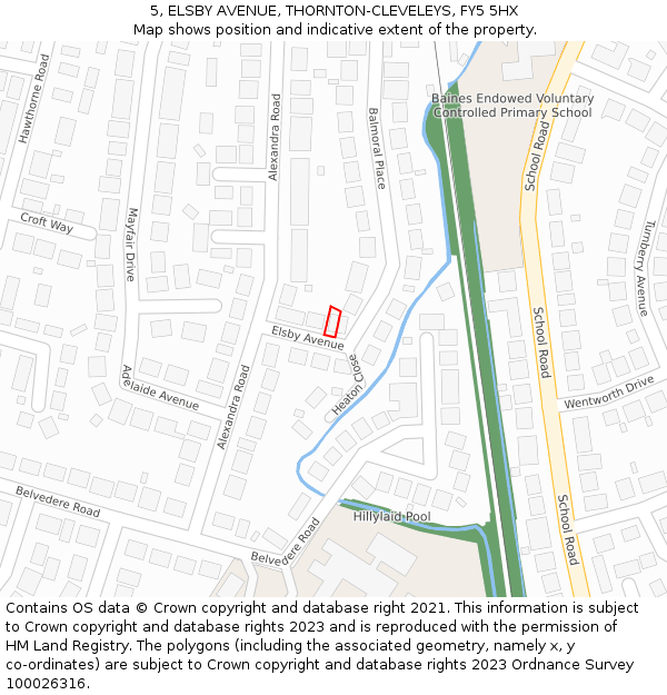 5, ELSBY AVENUE, THORNTON-CLEVELEYS, FY5 5HX: Location map and indicative extent of plot