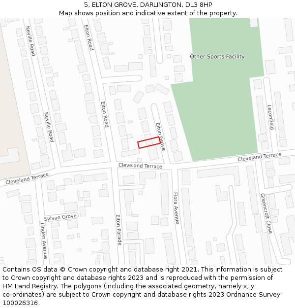 5, ELTON GROVE, DARLINGTON, DL3 8HP: Location map and indicative extent of plot