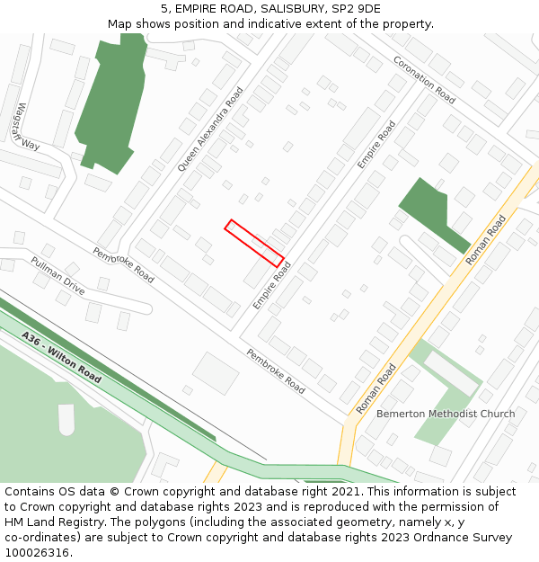 5, EMPIRE ROAD, SALISBURY, SP2 9DE: Location map and indicative extent of plot