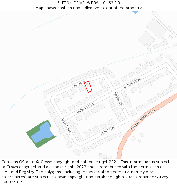 5, ETON DRIVE, WIRRAL, CH63 1JR: Location map and indicative extent of plot