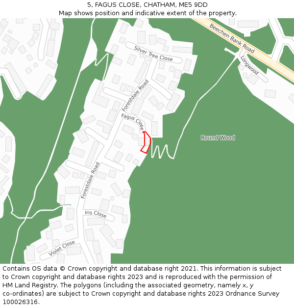 5, FAGUS CLOSE, CHATHAM, ME5 9DD: Location map and indicative extent of plot