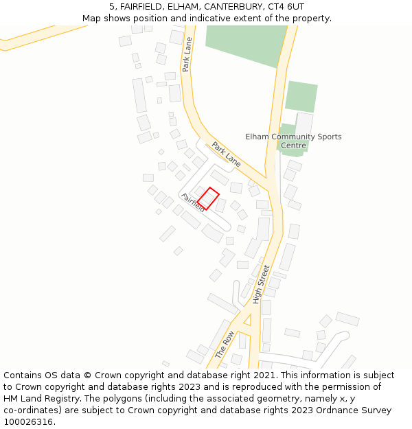 5, FAIRFIELD, ELHAM, CANTERBURY, CT4 6UT: Location map and indicative extent of plot