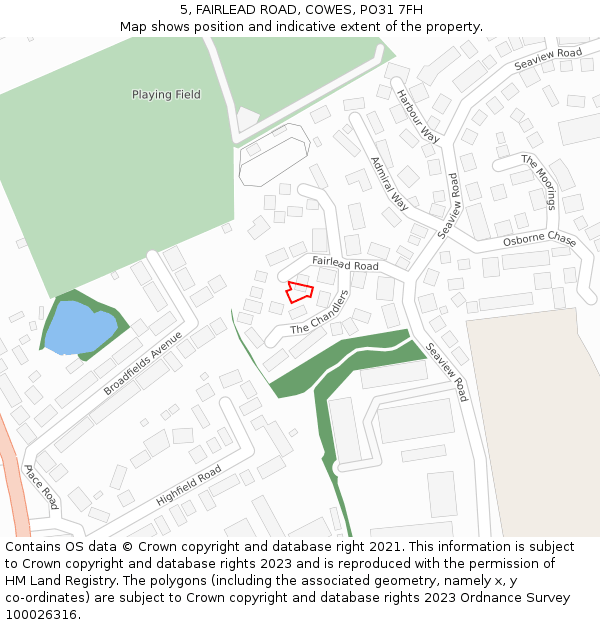 5, FAIRLEAD ROAD, COWES, PO31 7FH: Location map and indicative extent of plot