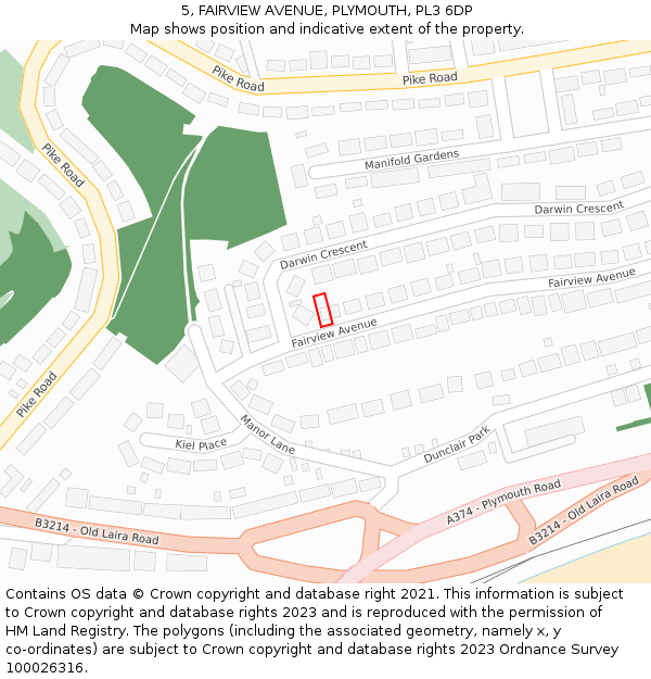 5, FAIRVIEW AVENUE, PLYMOUTH, PL3 6DP: Location map and indicative extent of plot