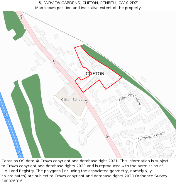 5, FAIRVIEW GARDENS, CLIFTON, PENRITH, CA10 2DZ: Location map and indicative extent of plot