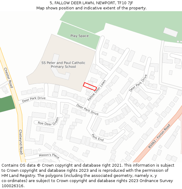 5, FALLOW DEER LAWN, NEWPORT, TF10 7JF: Location map and indicative extent of plot