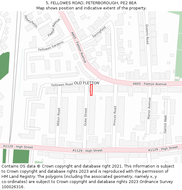5, FELLOWES ROAD, PETERBOROUGH, PE2 8EA: Location map and indicative extent of plot