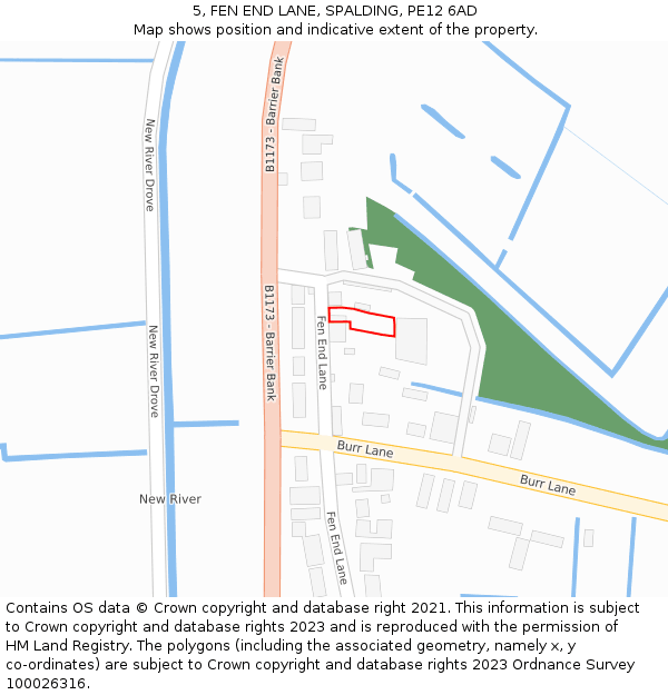 5, FEN END LANE, SPALDING, PE12 6AD: Location map and indicative extent of plot