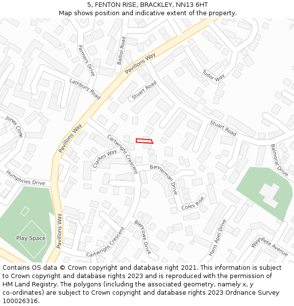 5, FENTON RISE, BRACKLEY, NN13 6HT: Location map and indicative extent of plot