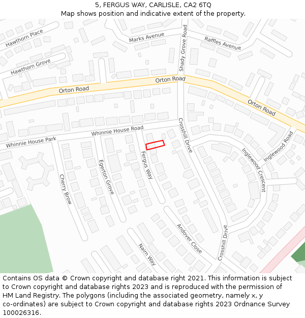 5, FERGUS WAY, CARLISLE, CA2 6TQ: Location map and indicative extent of plot