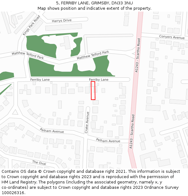 5, FERRIBY LANE, GRIMSBY, DN33 3NU: Location map and indicative extent of plot
