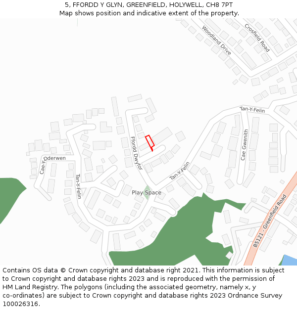 5, FFORDD Y GLYN, GREENFIELD, HOLYWELL, CH8 7PT: Location map and indicative extent of plot