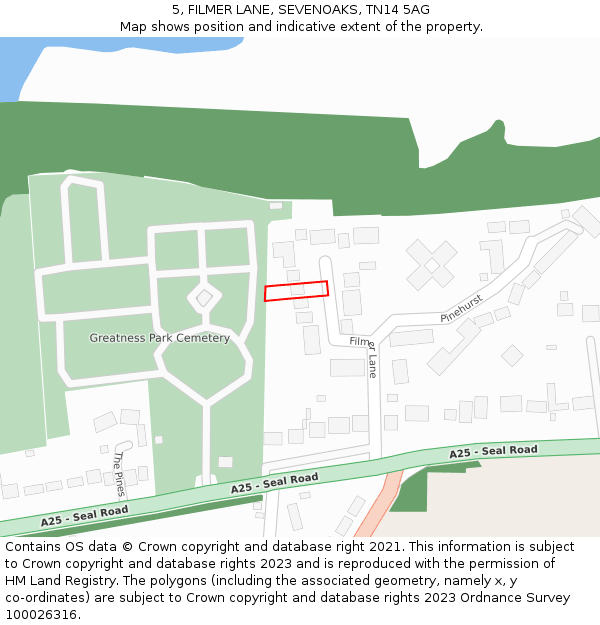 5, FILMER LANE, SEVENOAKS, TN14 5AG: Location map and indicative extent of plot