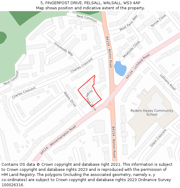 5, FINGERPOST DRIVE, PELSALL, WALSALL, WS3 4AP: Location map and indicative extent of plot