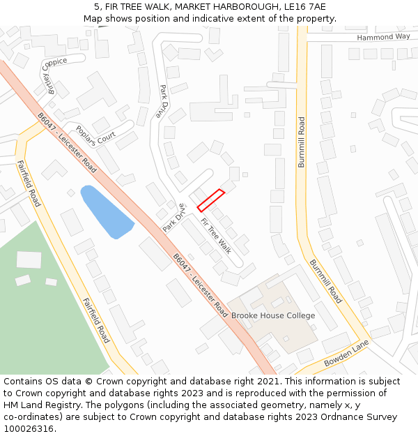 5, FIR TREE WALK, MARKET HARBOROUGH, LE16 7AE: Location map and indicative extent of plot