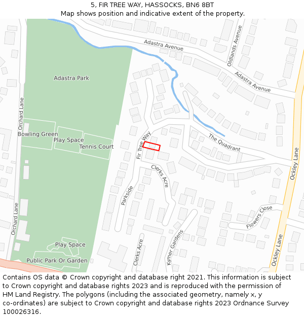 5, FIR TREE WAY, HASSOCKS, BN6 8BT: Location map and indicative extent of plot