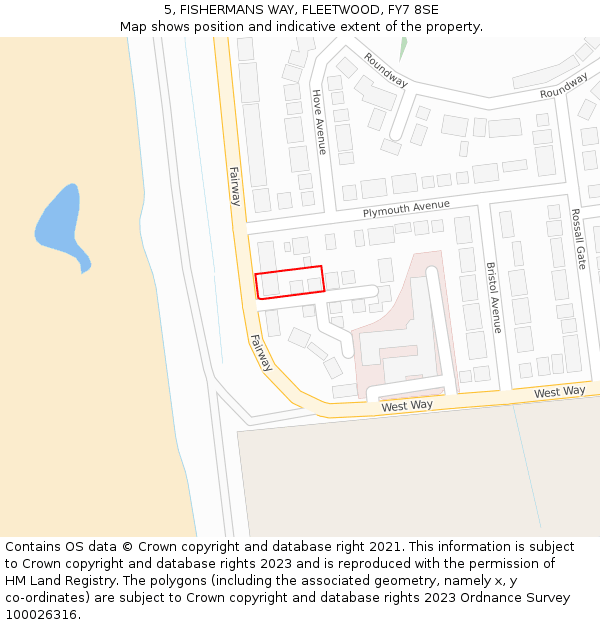 5, FISHERMANS WAY, FLEETWOOD, FY7 8SE: Location map and indicative extent of plot