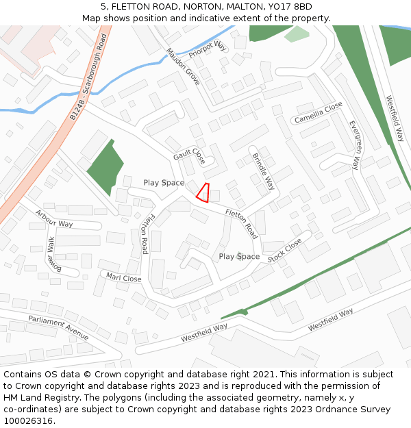 5, FLETTON ROAD, NORTON, MALTON, YO17 8BD: Location map and indicative extent of plot