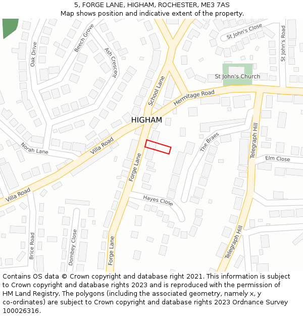 5, FORGE LANE, HIGHAM, ROCHESTER, ME3 7AS: Location map and indicative extent of plot