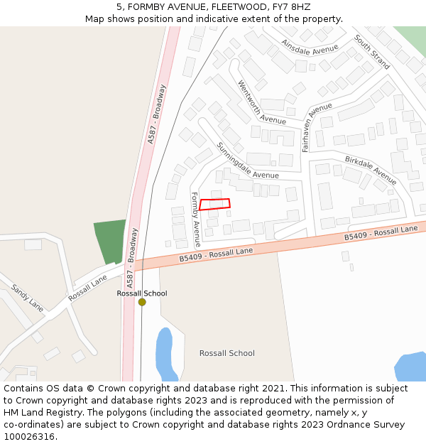 5, FORMBY AVENUE, FLEETWOOD, FY7 8HZ: Location map and indicative extent of plot