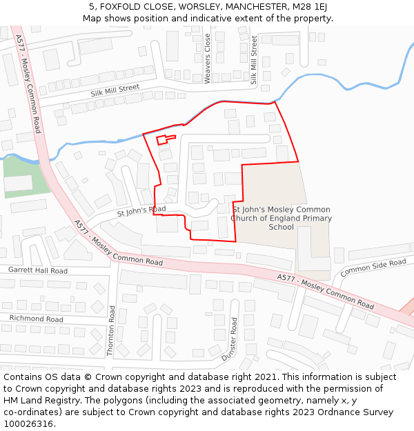 5, FOXFOLD CLOSE, WORSLEY, MANCHESTER, M28 1EJ: Location map and indicative extent of plot