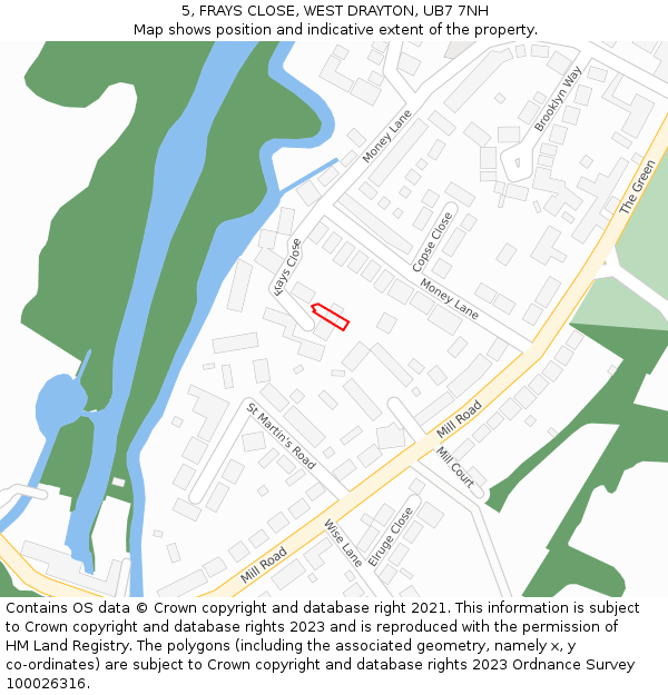 5, FRAYS CLOSE, WEST DRAYTON, UB7 7NH: Location map and indicative extent of plot