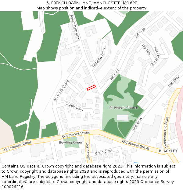 5, FRENCH BARN LANE, MANCHESTER, M9 6PB: Location map and indicative extent of plot