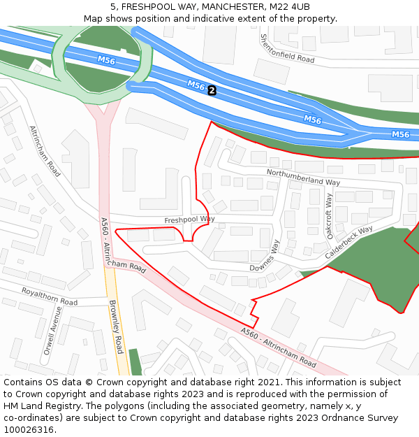 5, FRESHPOOL WAY, MANCHESTER, M22 4UB: Location map and indicative extent of plot