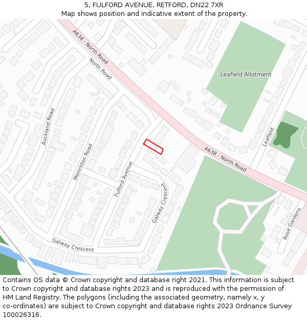 5, FULFORD AVENUE, RETFORD, DN22 7XR: Location map and indicative extent of plot