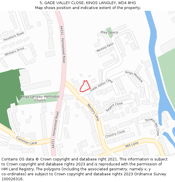 5, GADE VALLEY CLOSE, KINGS LANGLEY, WD4 8HG: Location map and indicative extent of plot