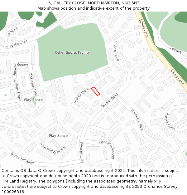 5, GALLERY CLOSE, NORTHAMPTON, NN3 5NT: Location map and indicative extent of plot