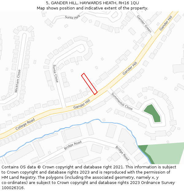 5, GANDER HILL, HAYWARDS HEATH, RH16 1QU: Location map and indicative extent of plot