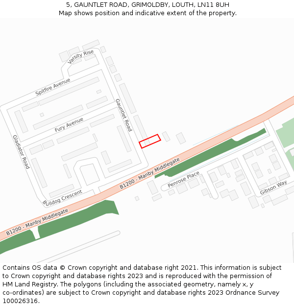 5, GAUNTLET ROAD, GRIMOLDBY, LOUTH, LN11 8UH: Location map and indicative extent of plot