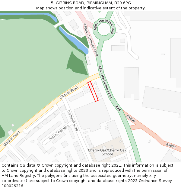 5, GIBBINS ROAD, BIRMINGHAM, B29 6PG: Location map and indicative extent of plot