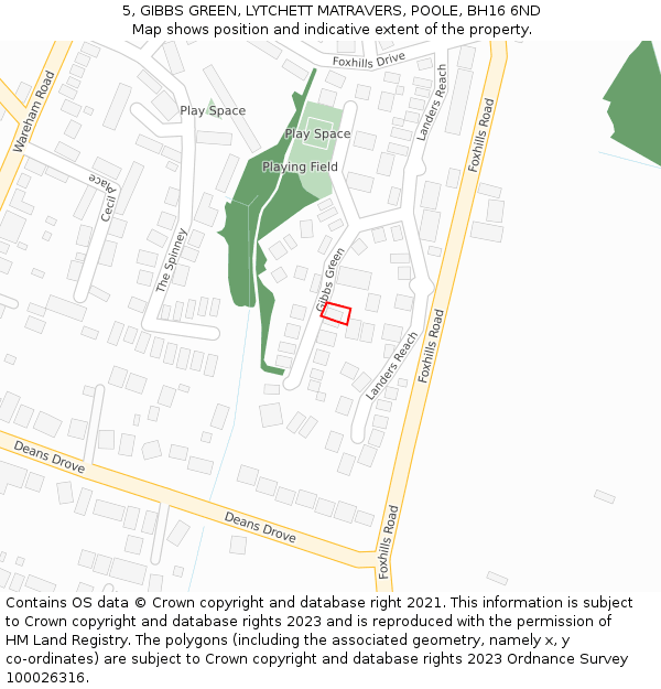 5, GIBBS GREEN, LYTCHETT MATRAVERS, POOLE, BH16 6ND: Location map and indicative extent of plot