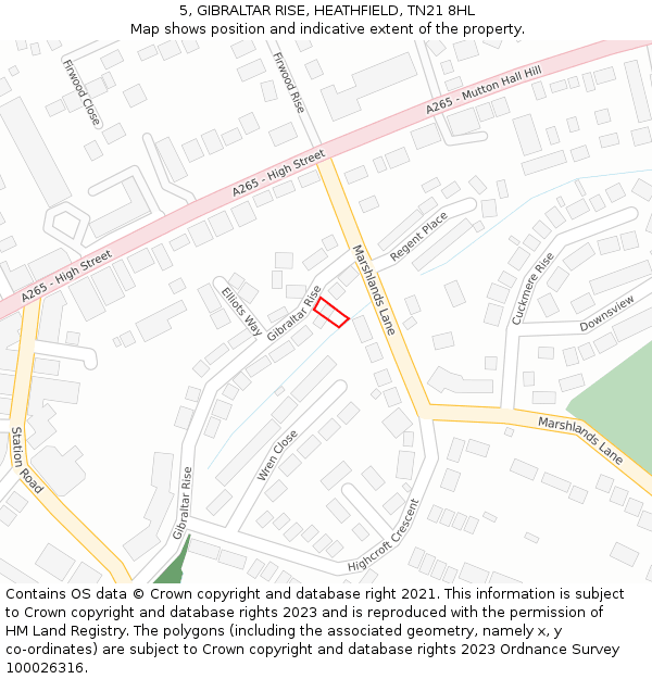 5, GIBRALTAR RISE, HEATHFIELD, TN21 8HL: Location map and indicative extent of plot