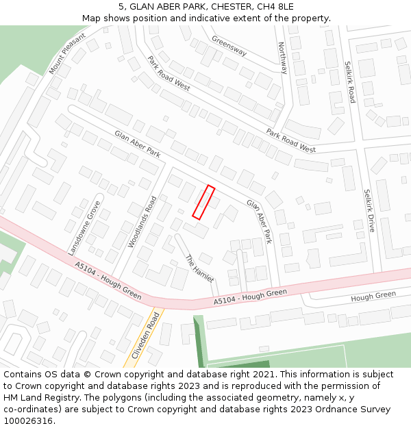 5, GLAN ABER PARK, CHESTER, CH4 8LE: Location map and indicative extent of plot