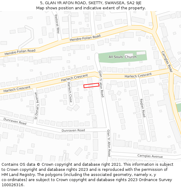 5, GLAN YR AFON ROAD, SKETTY, SWANSEA, SA2 9JE: Location map and indicative extent of plot