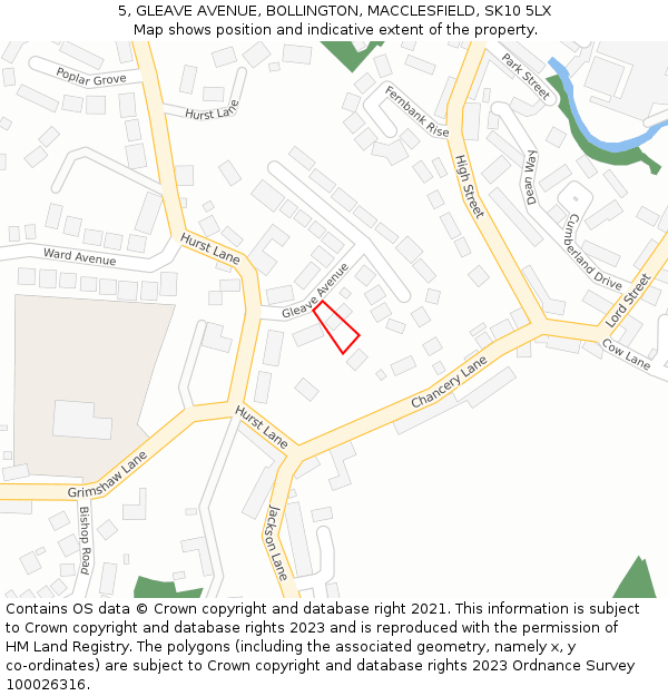 5, GLEAVE AVENUE, BOLLINGTON, MACCLESFIELD, SK10 5LX: Location map and indicative extent of plot