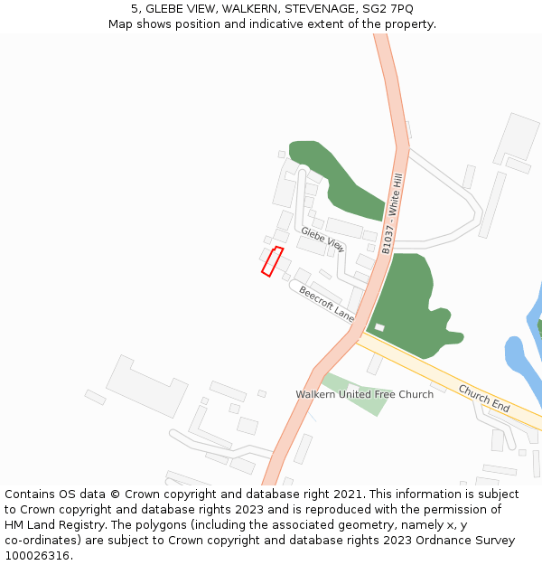 5, GLEBE VIEW, WALKERN, STEVENAGE, SG2 7PQ: Location map and indicative extent of plot