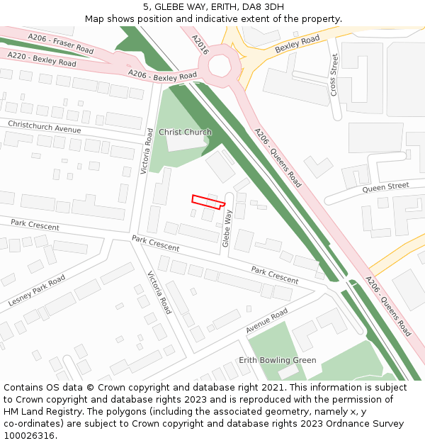5, GLEBE WAY, ERITH, DA8 3DH: Location map and indicative extent of plot