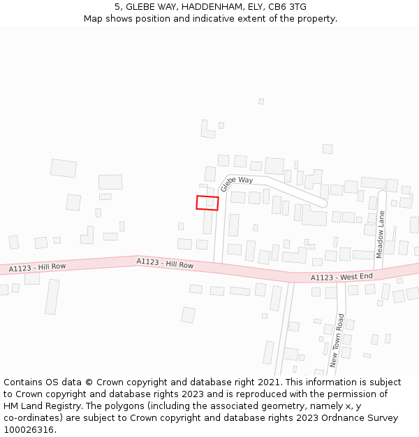 5, GLEBE WAY, HADDENHAM, ELY, CB6 3TG: Location map and indicative extent of plot