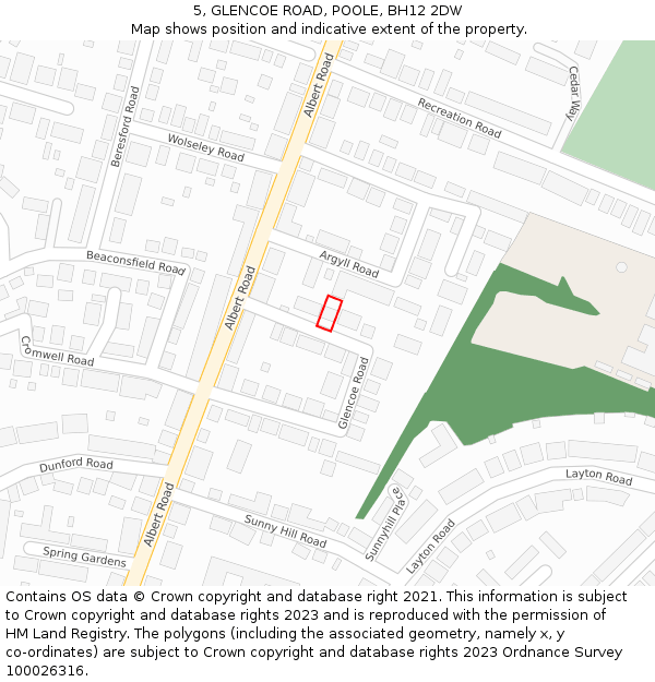 5, GLENCOE ROAD, POOLE, BH12 2DW: Location map and indicative extent of plot