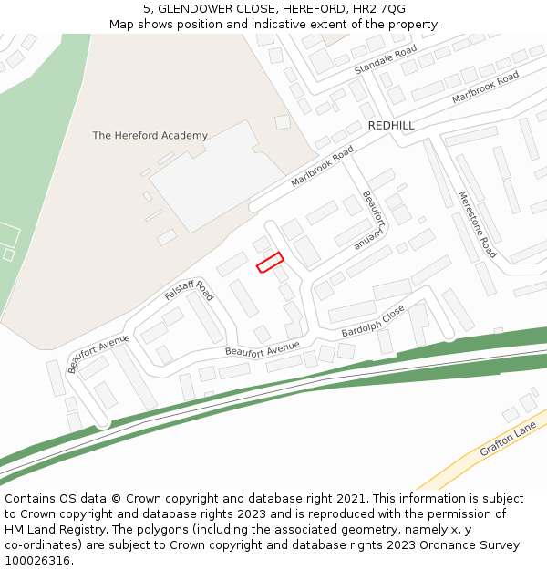 5, GLENDOWER CLOSE, HEREFORD, HR2 7QG: Location map and indicative extent of plot