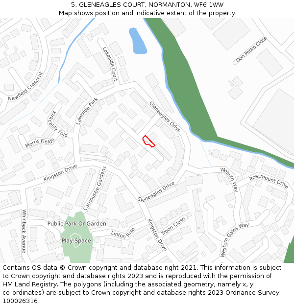 5, GLENEAGLES COURT, NORMANTON, WF6 1WW: Location map and indicative extent of plot
