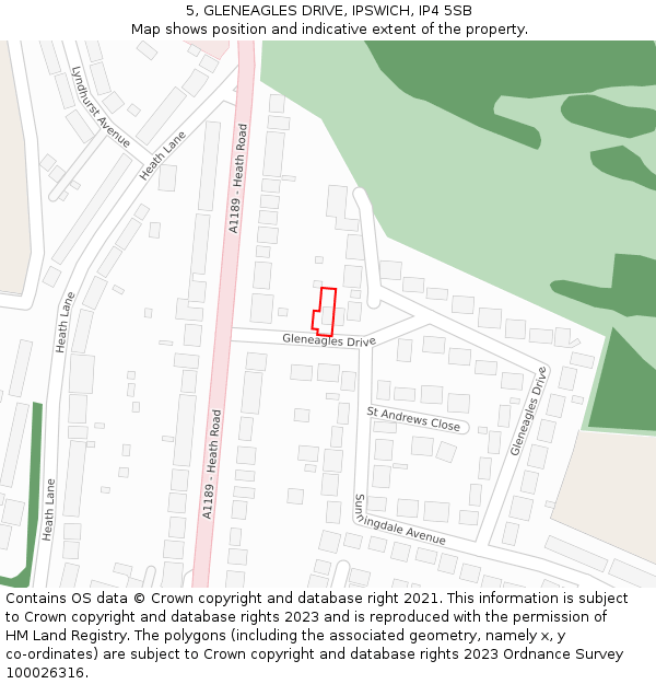 5, GLENEAGLES DRIVE, IPSWICH, IP4 5SB: Location map and indicative extent of plot